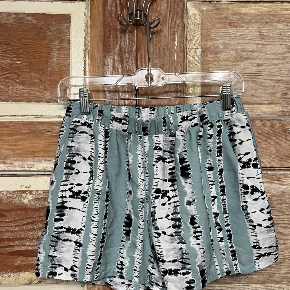 Tyche sage green satin shorts